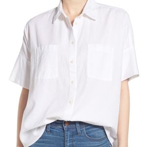Madewell White Short Sleeve Courier Button Down